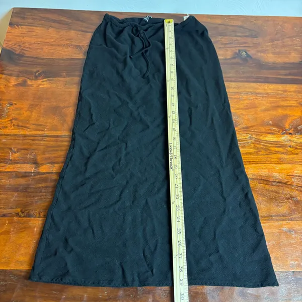 Stradivarius Black Maxi Skirt Drawstring Waist Flowy‎ Comfortable Size S - Image 2