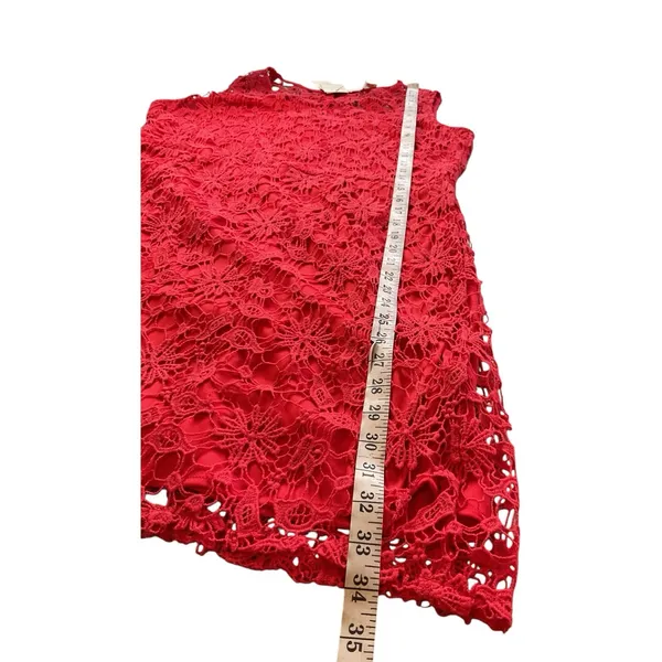 Skies Are Blue Lace Mini Dress‎ Womens XL Red Crochet Sleeveless Summer Short - Image 3