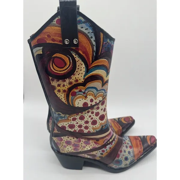 Nomad Yippy Women's Multicolor Western Cowboy Rain Boots Size 7 Artistic - Image 4