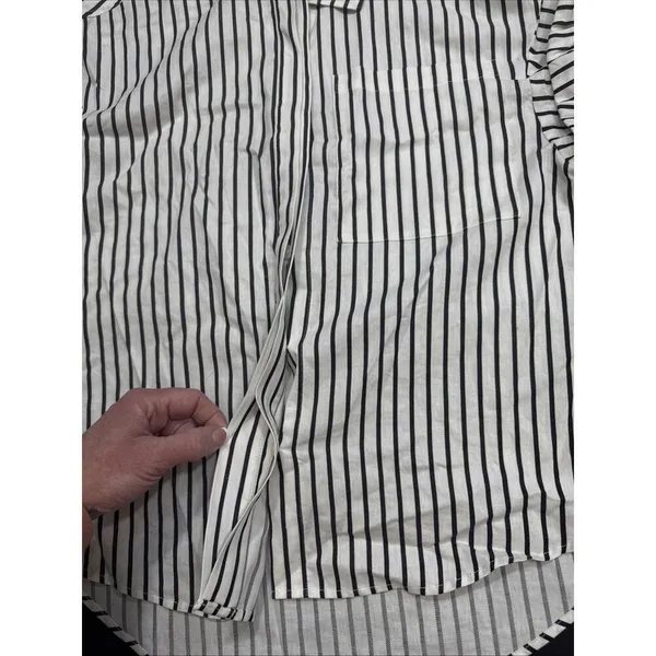 Frame‎ Revolve Linen Blend Striped Organic Short Sleeve Button Up Blouse Size XS - Image 12