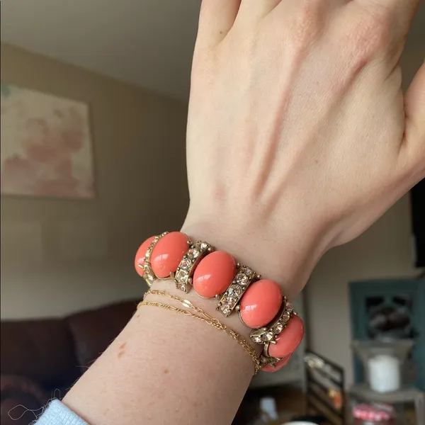 NWT J crew coral stone bracelet with rhinestone spacers - Image 7