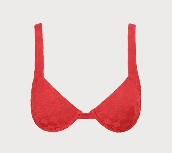 Berlook Red Jacquard Underwire Bikini Top ONLY 71 Size M - Image 4