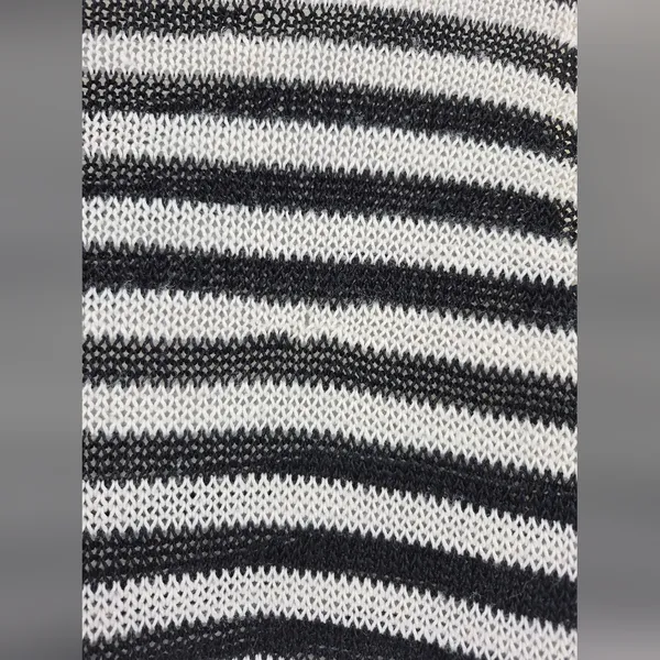 AQUA Bloomingdale’s boho summer beach Striped Black and White Sweater Medium - Image 5