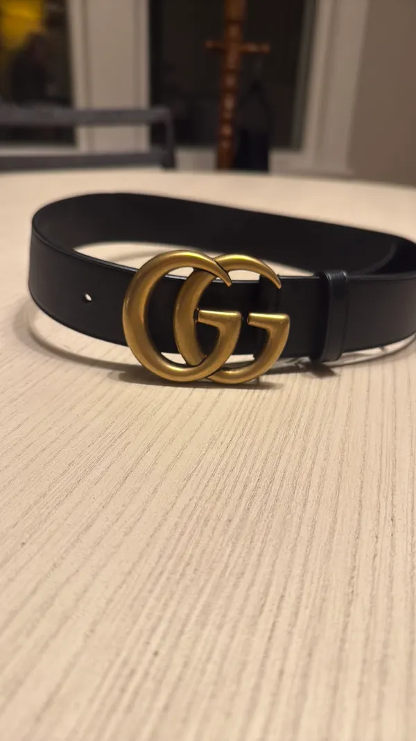 Gucci Belt Leather Black GG Gold Marmont Women’s Hardware 75/30 - Image 4