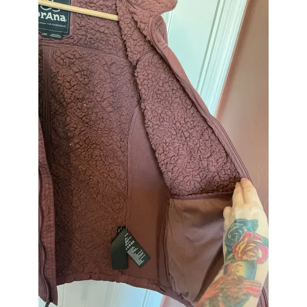 Prana Elsa Quilted Sherpa Jacket Large Maroon - Image 7