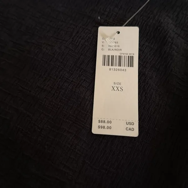 Anthropologie One-Shoulder Ruffle Top Black‎ Textured XXS NWT - Image 7