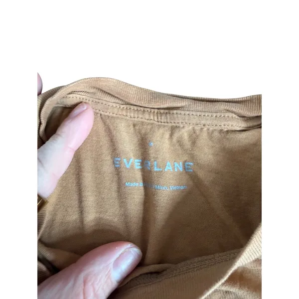 Everlane Womens Organic Cotton Boxy Crew Neck T-Shirt Tan Ochre Size M - Image 3