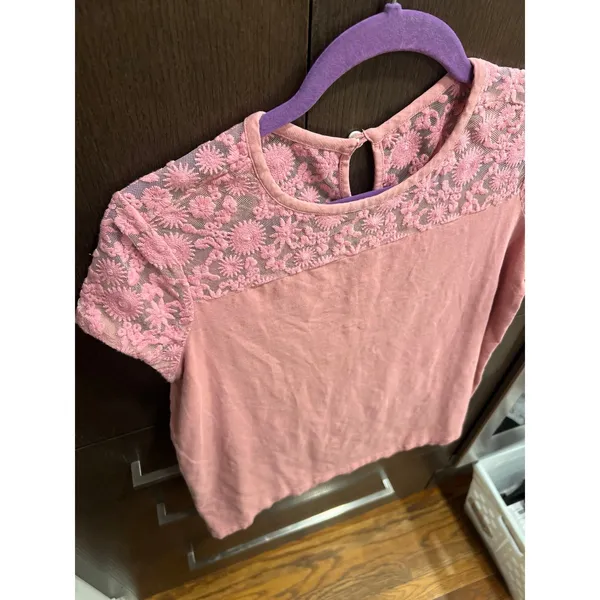 Matilda Jane short-sleeve top with a lace‎ pink size small - Image 2