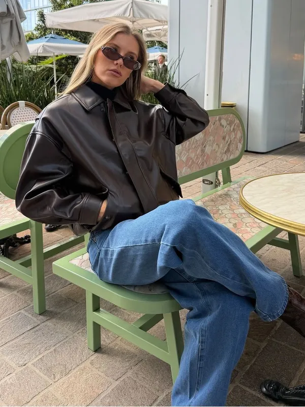 Lioness Kenny Vegan Leather Bomber Jacket L - Image 3