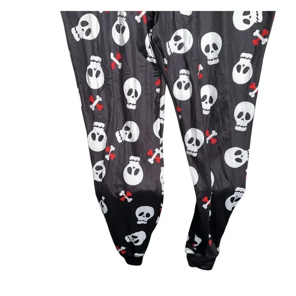 NEW Womens bodysuit Sz S Black Skeleton Holiday Stretch Zipper Christmas Pajamas - Image 4