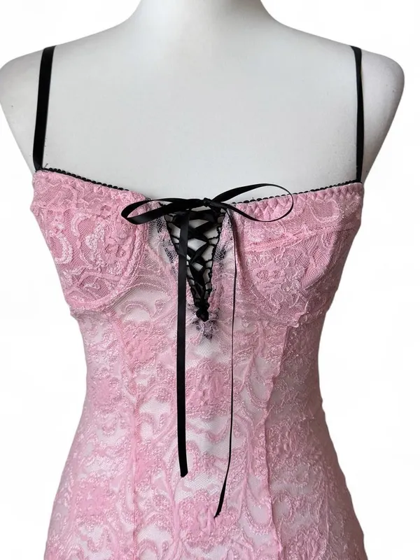 Pink Lace Coquette Lingerie Slip - Image 3