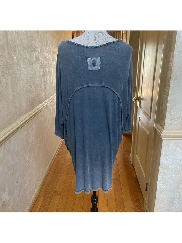 Free People FP Movement Harmony Tee - blue indigo combo burnout graphic Sz Large - Image 7