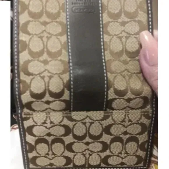 Coach Coated Canvas Signature CC Mini Wallet w Leather Authentic UNISEX - Image 3
