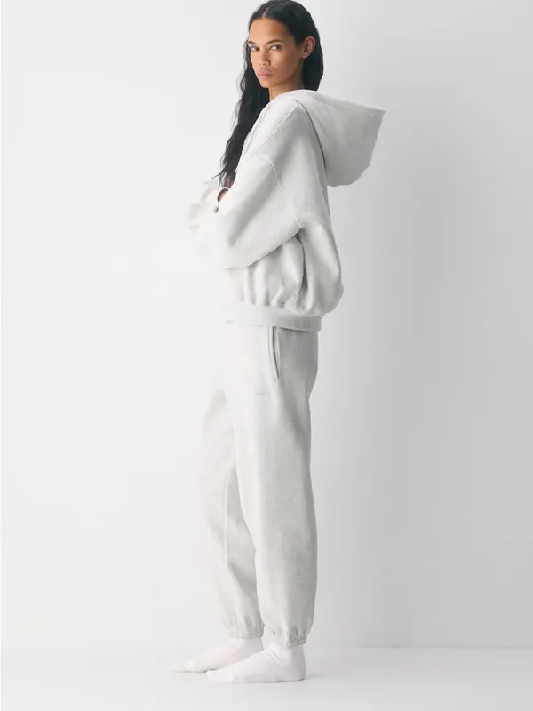 Aritzia Cozy Sweatfleece Mega Zip Hoodie Heather Cloud White - Image 5