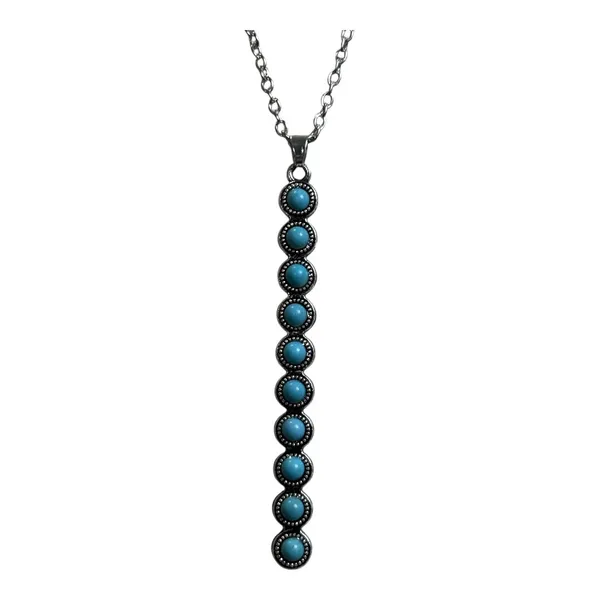 Jewelry Set Womens OS Blue Turquoise Silver‎ Tone Western Boho Linear Festival - Image 2