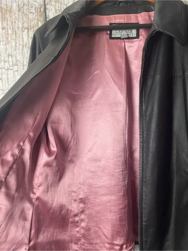 Wilson’s Leather Vtg Y2K Classic Black Leather grunge retro moto Zip-Front Jacket L - Image 8