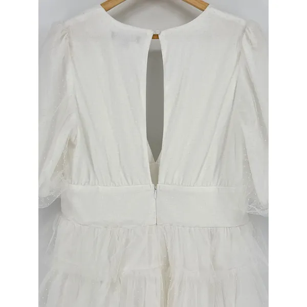 Lulus‎ Symphony of Love White Dotted Tulle Tiered Mini Dress XL Bridal Shower - Image 10