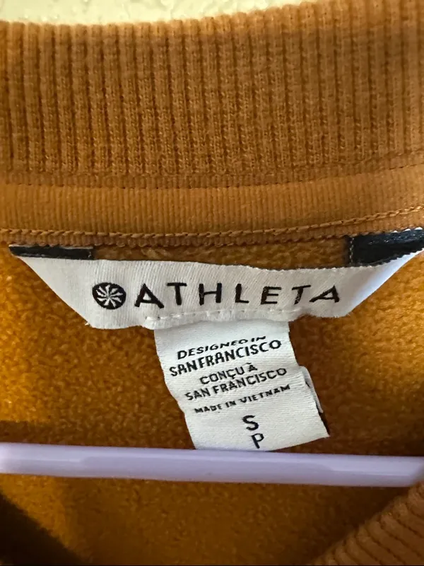 Athleta Womens Triumph Crewneck Sweatshirt Cattail Brown Orange Comfy Size Small - Image 4