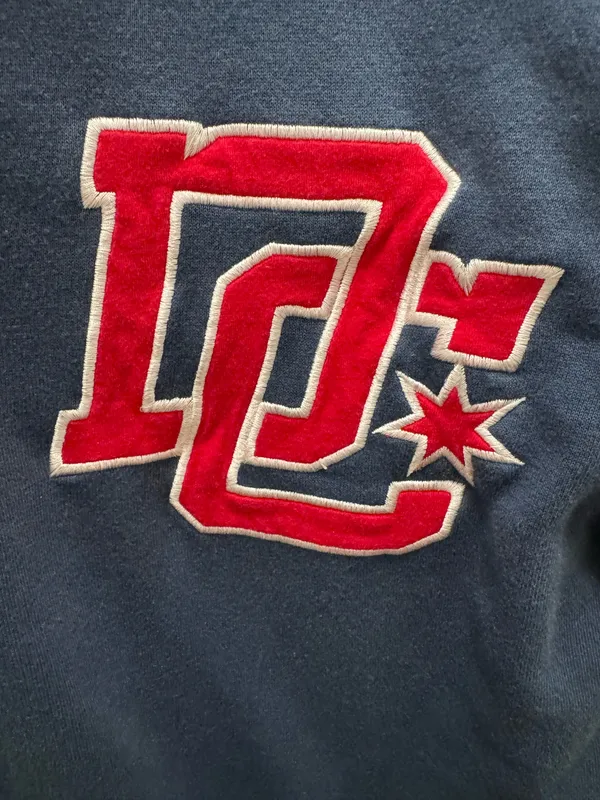 DC Shoes Blue Varsity Jacket Full Zip Logo Accents Stand-Up Collar Size L - Image 2