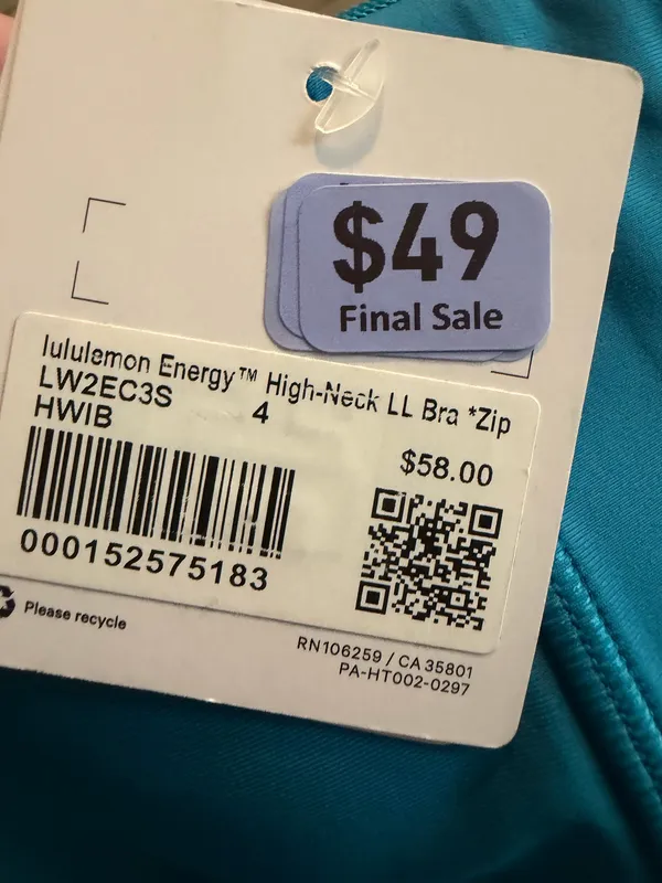 Lululemon High-Neck Longline Energy Bra *Zip B-D Hawaiian Blue 4 NWT - Image 8