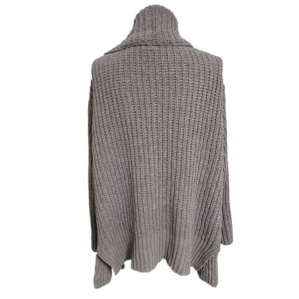 POL Chunky Chenille Knit Cardigan Grey Size L Oversized Boho Cabincore Cozy - Image 3