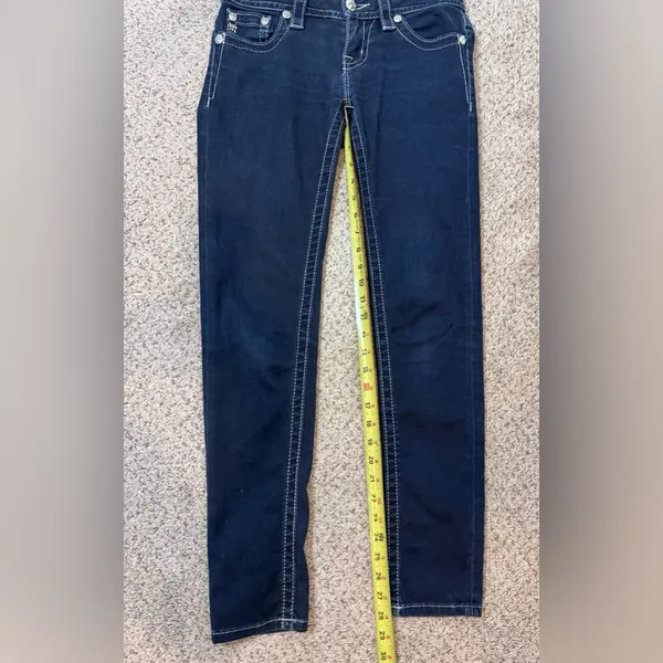 Miss Me Signature Skinny Jeans 26 Dark Wash Rhinestone Bling Y2K Western Stretch - Image 7