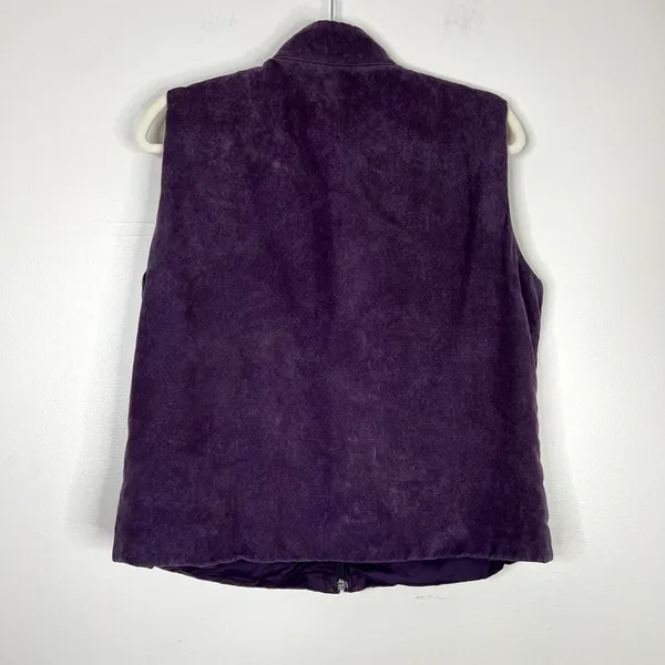 Vintage‎ Columbia Faux Suede Zip Up Snap Collar Zip Pocket Vest Sz Large - Image 7