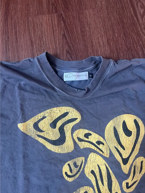 Girl Dangerous Free People Muscle Tee Smiley Graphic Small - Image 3