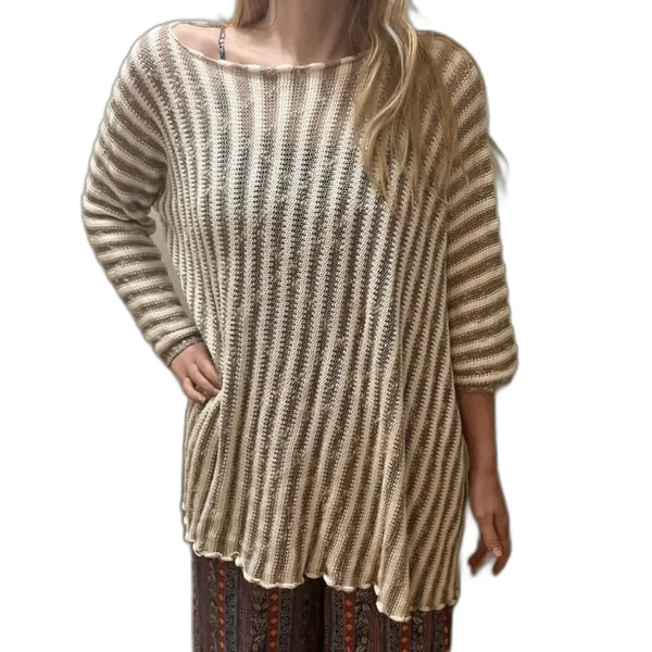 Georgina Estefania linen blend asymmetrical arm top M coastal beach - Image 14