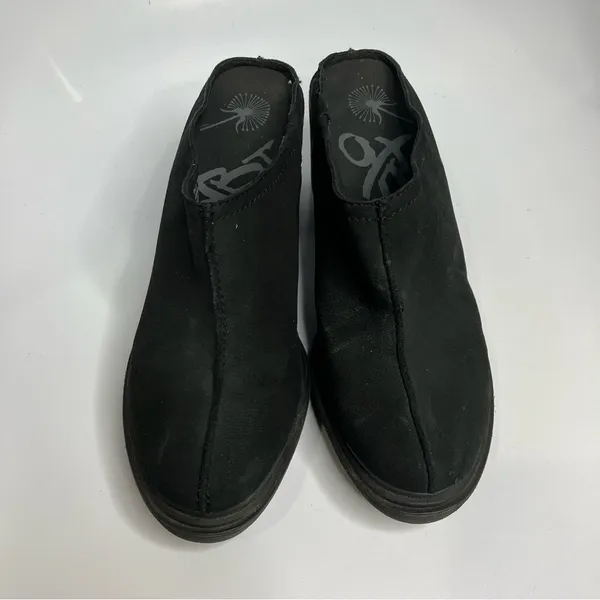 OTBT split black leather‎ clog mules block heel side 10 - Image 3