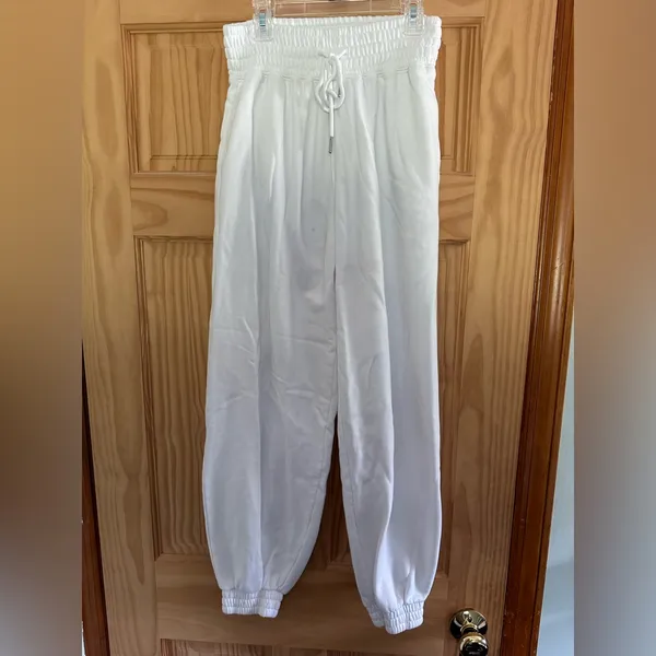 Abercrombie & Fitch drawstring high rise sweatpants white size Small - Image 6