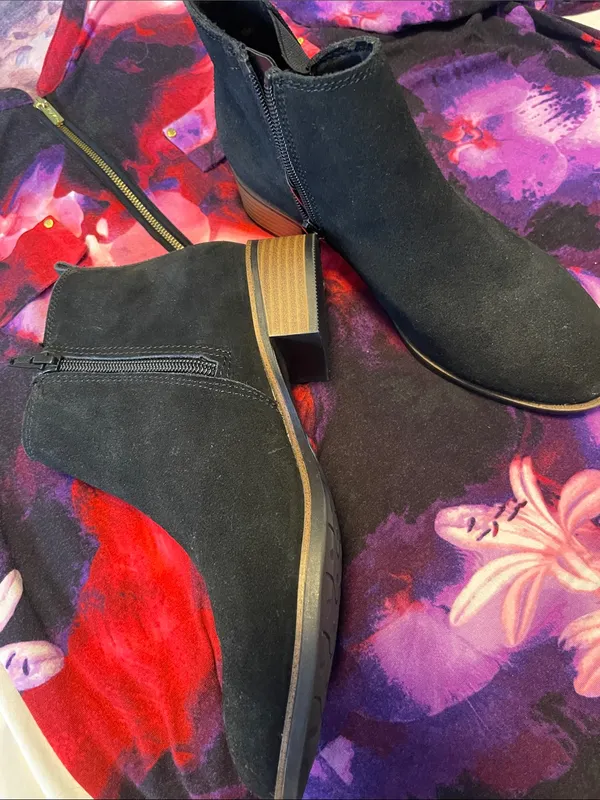 White Mountain Black Suede Chelsea Ankle Booties - Image 3