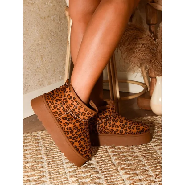 WILD DIVA Thermal Furry Leopard Platform Booties - 6.5 - Image 2