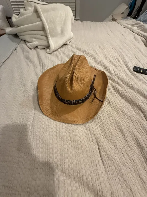 FRYE Straw Cowboy Hat with Patterned Band - Image 5