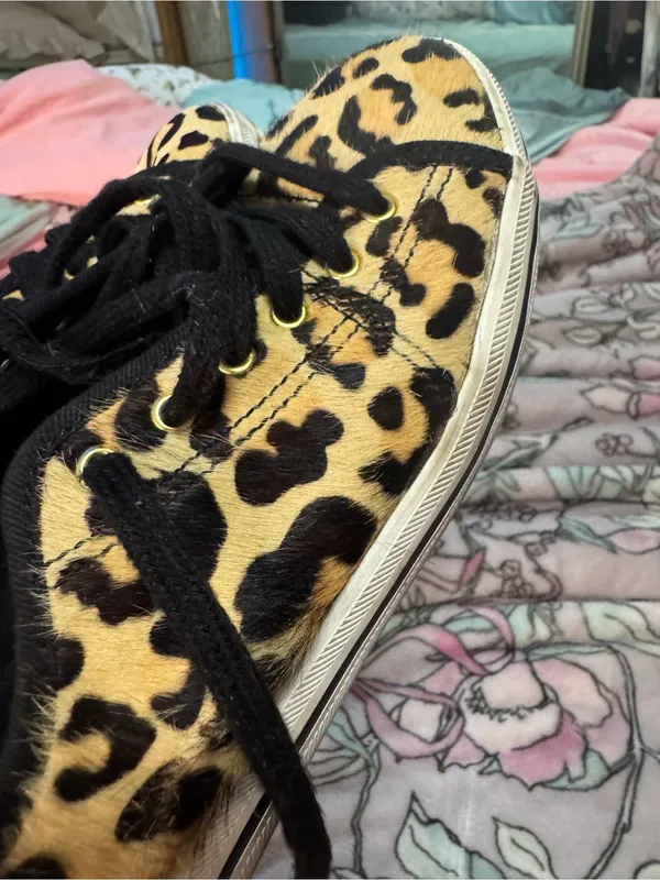 Keds Women’s Leopard Print Low-Top Sneakers in Black and Tan - Image 3