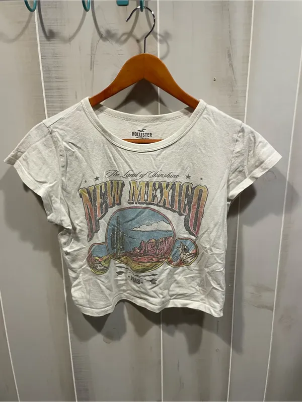 Cute Hollister crop New Mexico cap sleeve baby t-shirt scoop neck - Image 3