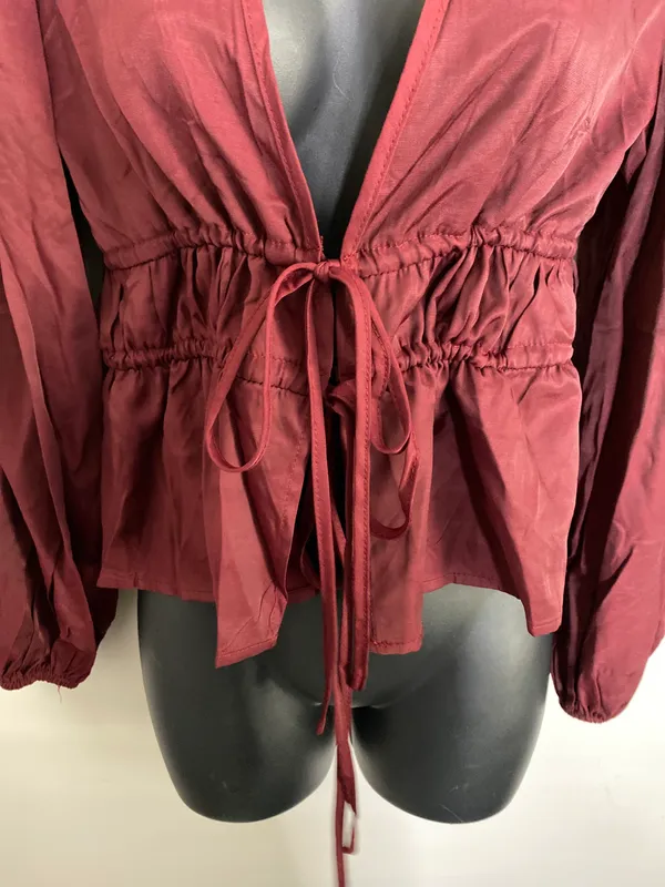 Burgundy Long Sleeve Fashion Top - Image 5