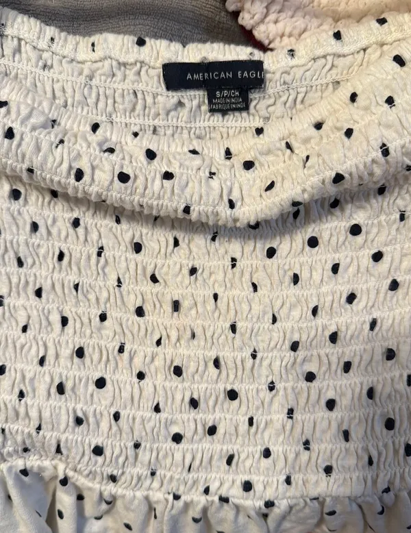 American Eagle Polka Dot Peplum Crop Top - Image 3