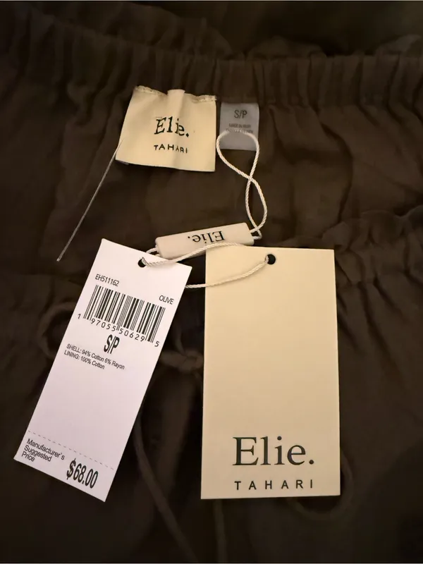 NWT Elie Tahari tiered eyelet maxi skirt in olive/army green. - Image 4