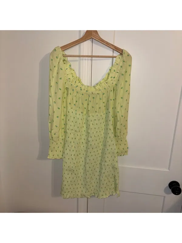 Faithfull The Brand NWT $189 Size M Gombardy Mini Dress Bisset Floral Yellow - Image 6