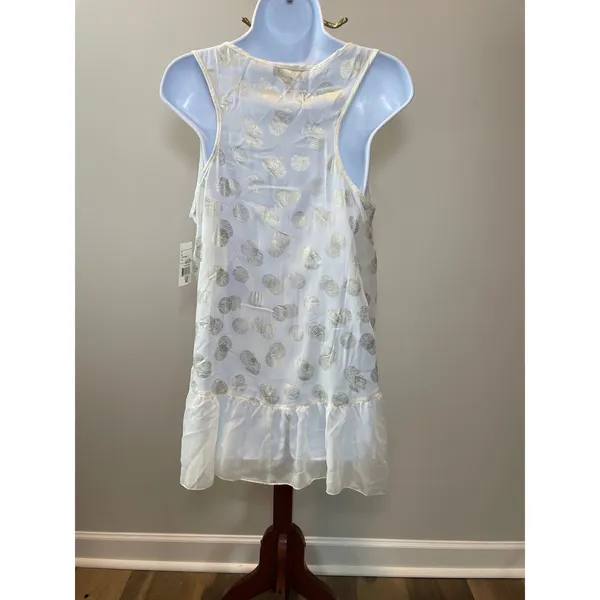 Love to Be Loved Cream Gold Sheer Sleeveless Top Size L Lightweight Flowy NWT - Image 2