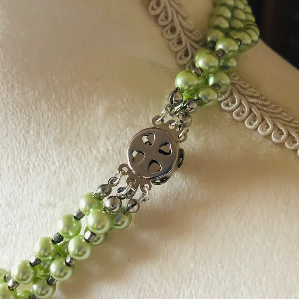 Handcrafted green Czech Pearl custom matching clasp necklace - Image 8