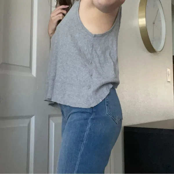 Free People Harper Tank‎ Size Small Grey Flowy - Image 4