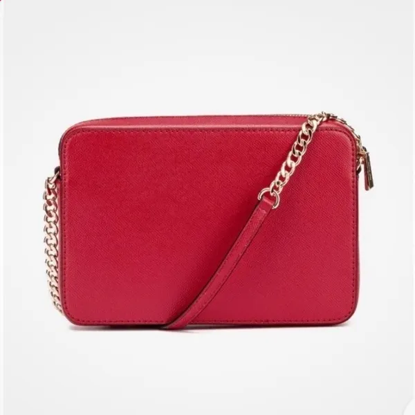 Michael Kors Jet Set East West Crossbody Bag Red Saffiano Leather Gold Hardware - Image 2
