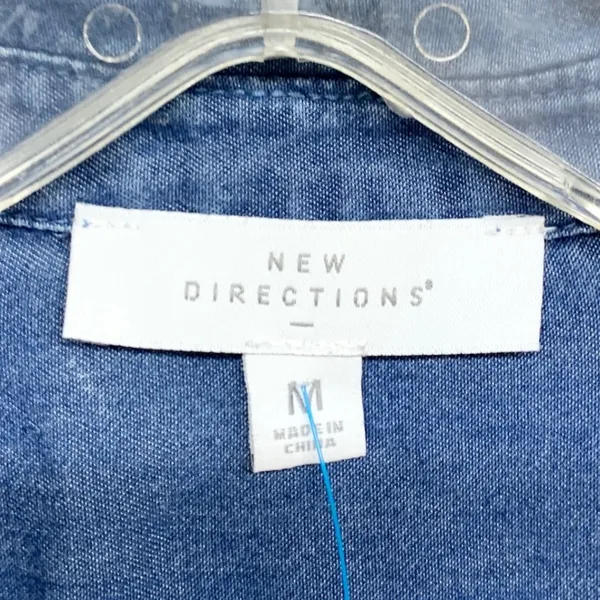 New Directions Chambray Button‎ Down Womens Size M Blue Lyocell Denim Shirt Top - Image 2