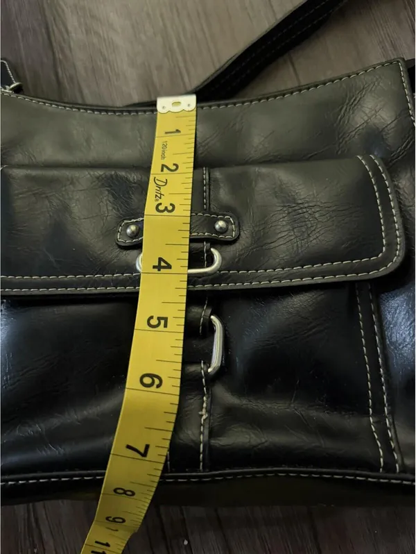 Y2K Black Leather Satchel Buckle Handbag - Image 6