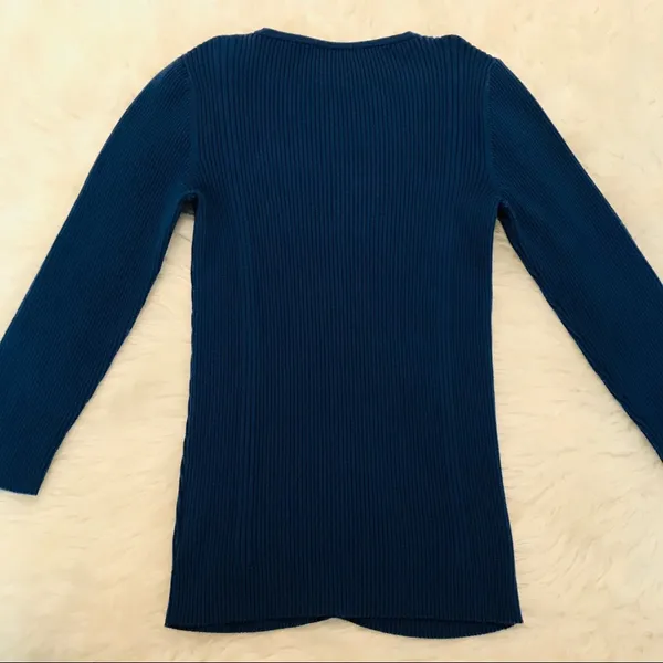 Anne Klein ribbed knit top blue size small - Image 11