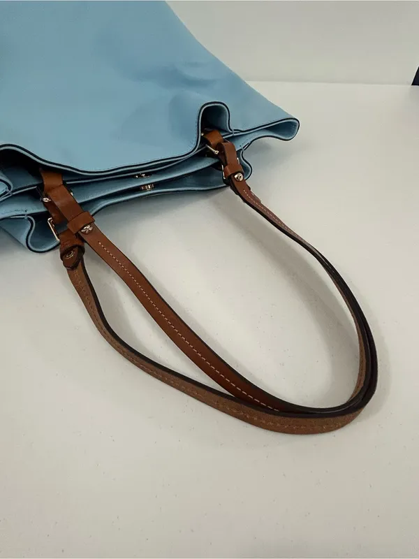 Dooney & Bourke City Large Barlow in Ice Blue and British Tan Leather - Image 5