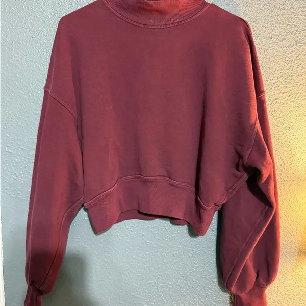 Spiritual Gangster Maroon Mock Neck Top - Image 3