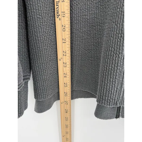Aerie Wonder Textured V-Neck Sweatshirt Gray Small Oversized Waffle Knit Lounge - Image 6